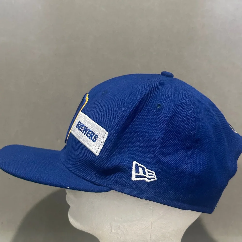 Milwaukee Brewers New Era Snapback Hat Blue Cooperstown Ball Glove Logo Cap